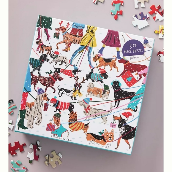 Anthropologie Other - Anthropologie Winter Dogs Puzzle - 500 pieces